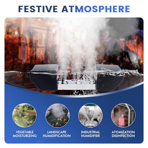 Ultrasonic Mist Maker 6 Head, 4500mL/H Pond Fogger with 250W Power Supply, Buoy, Replacement Discs, for Pond, Garden, Rockery, Greenhouse,Mushroom Halloween Decoration (6 Heads) - style: 6 Heads