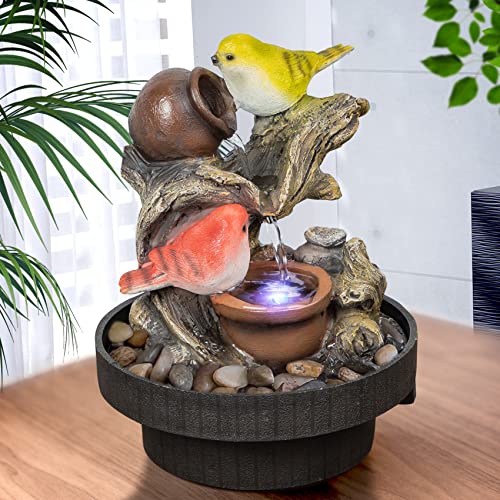 Resin LED Indoor Water Fountains | Office, Home Relocation Gifts - color: Little Bird