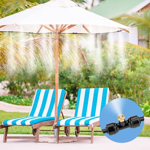 Connector Black 10PCS, Mister Nozzle Replacement Kit for Homenote,Lekit,Bonviee,lifeegrn, 10 Pcs Outside Brass Mist Nozzles & Tees for 1/4'' Hose, Outdoor Water Misting Cooling System, Pation Misting