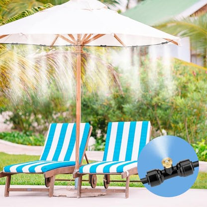 Connector Black 10PCS, Mister Nozzle Replacement Kit for Homenote,Lekit,Bonviee,lifeegrn, 10 Pcs Outside Brass Mist Nozzles & Tees for 1/4'' Hose, Outdoor Water Misting Cooling System, Pation Misting