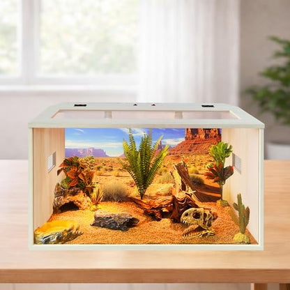 Bearded Dragon Tank, 30 Gallons Wooden Reptile Enclosure, Tempered Glass Lizard Tank, Large Bearded Dragon Enclosure with Built-in Lamp Fixture for Lizard - color: Oak, size: 30 gallons