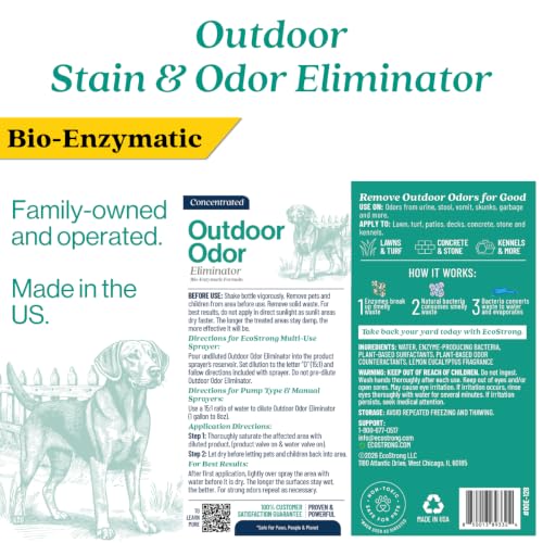 Eco Strong Outdoor Odor Eliminator Outside Dog Urine Enzyme Cleaner Powerful Pet, Cat, Animal Scent Deodorizer | Professional Strength for Yard, Turf, Kennels, Patios, Decks (128 OZ) - style: 128 OZ