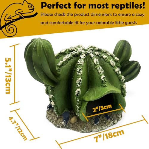 Cactus Reptile Hide Caves Lizard Bearded Dragon Leopard Gecko Hideout Terrarium Tank Accessories Turtle Snake Décor Amphibian Habitat Tortoise Personalized Decoration - style: CACTUS