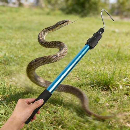 Snake Catcher Tool: Reptile Hook for Snakes and Rice EEL - 19.7-45.7in Folding Grabber with Non-Slip Grip Handle for Field Herping and Home Safety