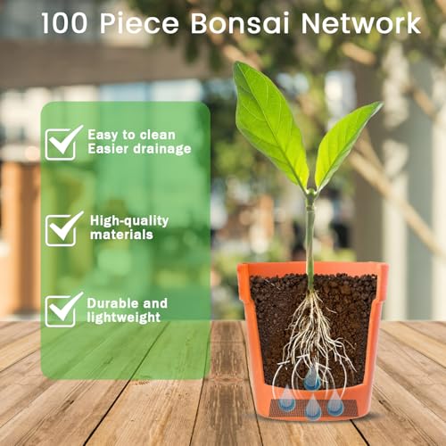 100 Pcs 4 Inch Large Size Flower Pot Hole Mesh Pad, Plant Pot Drainage Hole Screens, Bonsai Pots Bottom Grid Mat Mesh, Drainage Netting Potting Mat, Garden Drainage Mesh Prevent Soil Loss (Square)