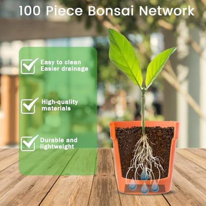 100 Pcs 4 Inch Large Size Flower Pot Hole Mesh Pad, Plant Pot Drainage Hole Screens, Bonsai Pots Bottom Grid Mat Mesh, Drainage Netting Potting Mat, Garden Drainage Mesh Prevent Soil Loss (Square)