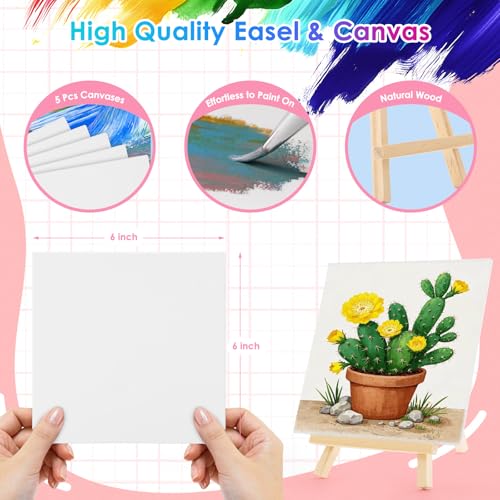 Paint Brush Washer, Deep-Clean Leak-Proof Kit with Palette | Includes: 5 canvases, 20 brushes & case, 400ml clean/500ml waste tank, durable ABS, ideal gift for beginners/students, pink - color: Pink