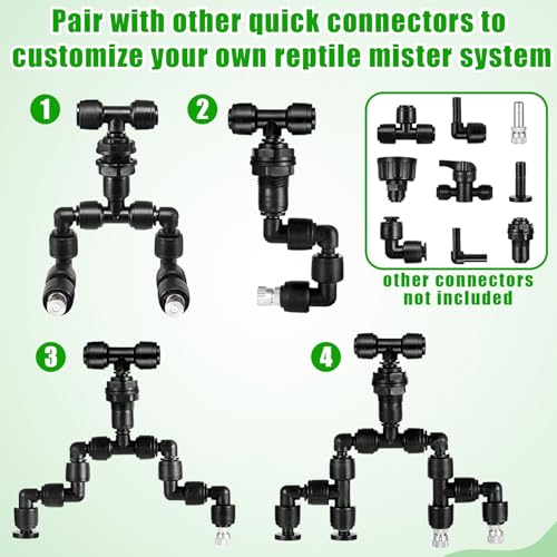 20 Pack 1/4" Push to Connect Fittings Tee Connectors | Reptile Mister System 1/4" Quick Connect Fittings,Reptile Mister Fittings for Aquarium,Vivarium,Irrigation System - size: 20 Pack 1/4" Tee
