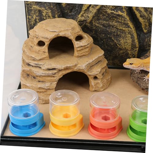 Kisangel 4pcs Small Reptile Water Fountain Automatic Plastic Water Dish for Tortoise Lizard Snake and Frog Terrarium Bowls Pet Feeder