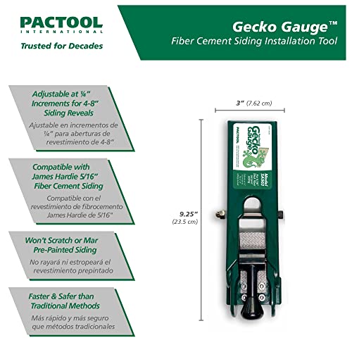 PacTool Gecko Gauge, The Original Home Siding Installation Kit - For Use with 5/16 Inch Fiber Cement Siding and James Hardie Siding, Includes 2 Gecko Gauge Clamps - size: 5/16” Thickness for Hardie Siding, style: STANDARD