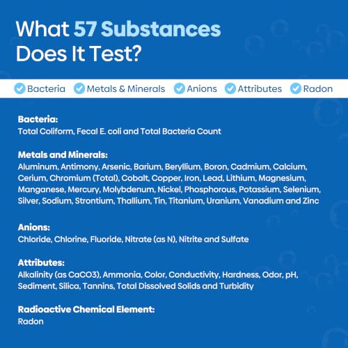 ETR Labs Basic Water Quality Test Kit - Tests 57 Substances in Well & Tap Drinking Water (Metals, Nitrates, Lead, Hard Water, pH Levels) - Home Sample Kit with Prepaid Mailer & Expert Lab Support
