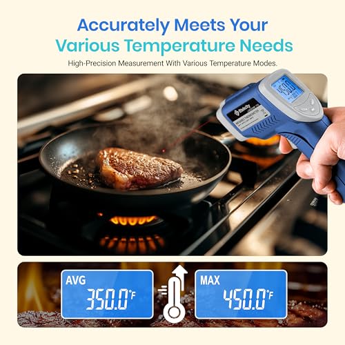 Etekcity Infrared Thermometer Laser Temperature Gun 774, Blue | Cooking, Pizza Oven, Griddle, BBQ, Meat, HVAC, Engine, Adjustable Emissivity, MAX Display, Surface Measurement - color: Blue, style: Classic