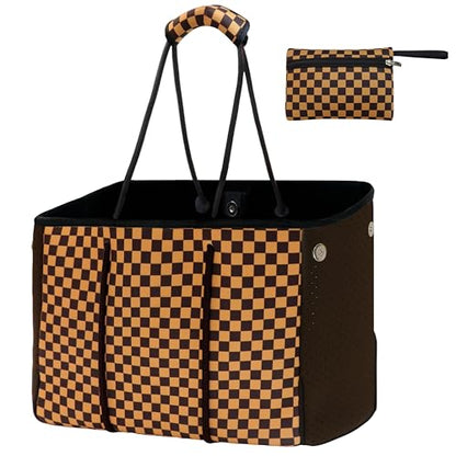Hibala Neoprene Multipurpose Beach Bag,Gym/Travel/Pool Bag,Tote For Women&Men - color: Checkerboard Grids