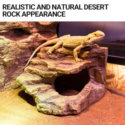Resin Reptile Hideout Cave Reptile Habitat Tank Decor Terrarium Accessories for Bearded Dragon Leopard Gecko Lizards Turtle - size: Small