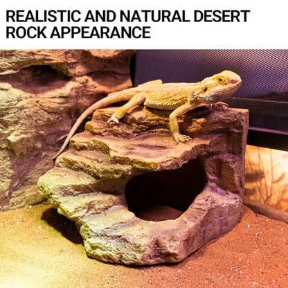 Resin Reptile Hideout Cave Reptile Habitat Tank Decor Terrarium Accessories for Bearded Dragon Leopard Gecko Lizards Turtle - size: Small