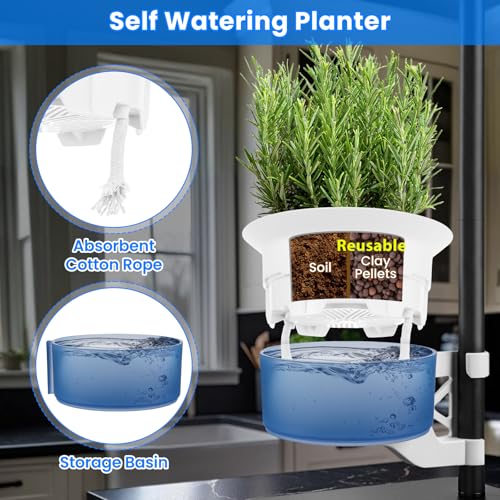 Large Plant Venus Fly Trap Terrarium Pot with Grow Light,Timer&Metal Stand | Self Watering Planter Pot for African Violet,Venus Fly Trap,Carnivorous Plants, Herbs,Flowers,Christmas Gift for Garden Lover