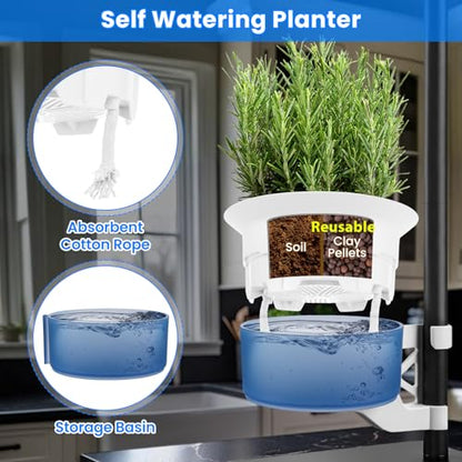 Large Plant Venus Fly Trap Terrarium Pot with Grow Light,Timer&Metal Stand | Self Watering Planter Pot for African Violet,Venus Fly Trap,Carnivorous Plants, Herbs,Flowers,Christmas Gift for Garden Lover