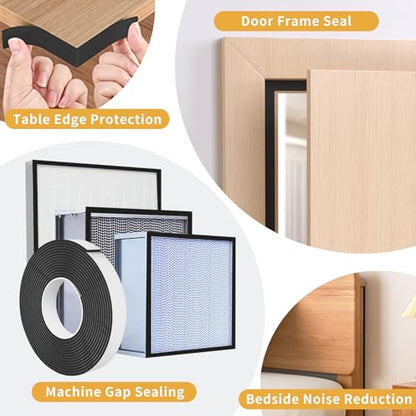 Foam Weather Stripping Door Seal,1 Inch W x 1/17 Inch T x 33 Feet Window Sealing Tape，Single-Sided Self-Adhesive Insulation Sealing Strip,Black - color: Black, size: 1 IN x 1/17 IN x 33FT