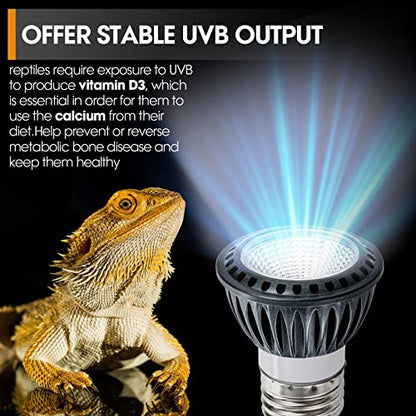 Premium High-Intensity UVB Reptile Light for Optimal Calcium Metabolism,5-Watt 10.0 Desert UVB Light Ideal for Desert-Dwelling Reptiles Bearded Dragons Tortoises - style: Desert 10.0 UVB