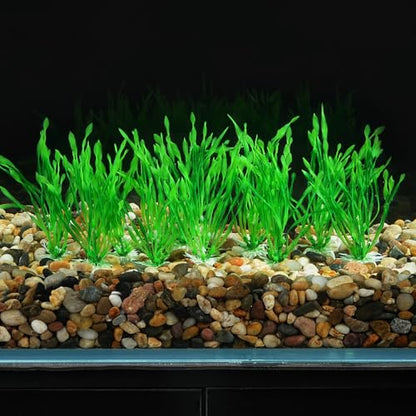 AQUANEAT Fish Tank Artificial Plants, Aquarium Plastic Seaweed Decoration, 4Inch Tall Fake Green Accessories, 10 Packs - size: 4inch