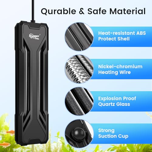 hygger 1000W Aquarium Heater, Upgraded Submersible Fish Tank Heater | Dual Protection System & LED Digital Display, Automatic Power-Off Function, for 130-260 Gal Freshwater and Saltwater Tank - size: Black-1000W for 130-260 Gallon