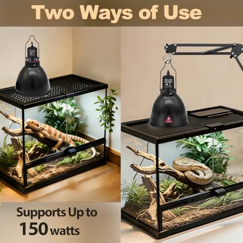 5.5in Deep Dome Reptile Lamp 150w,Dome Reptile Heat Lamp Fixture 150w with Switches Fit for Reptile Heat Bulb uvb，Reptile Heat Lamp Domee 150ww for Amphibian Reptile for Turtles Snake