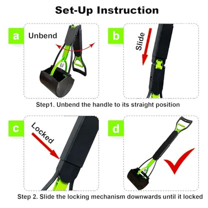 ienjoyed 2-Pack Pooper Scooper for Large Small Dogs Heavy Duty, 28" Long Handle Poop Scoop for Yard, Grass, Gravel, Dog Poop Grabber with High Strength Material and Durable Spring - color: 2-Piece(Green& Blue)