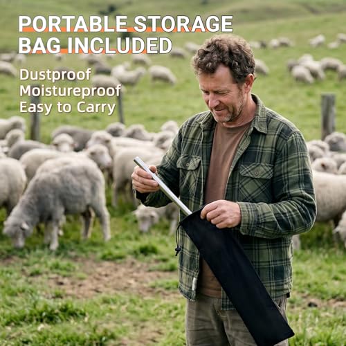 Goat Catcher Hook, Heavy Duty Shepherd Crook, 32-79" Adjustable | 304 Stainless Steel Sheep Leg Hook with Smooth Ball Tip, Livestock Grabber Tool for Ranch Farm, Storage Bag Included