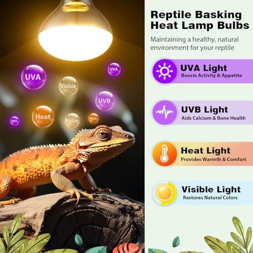 160W Reptile Heat Lamp Bulbs, Full Spectrum UVA/UVB Reptile Light Bulb and Basking Spot Light, UVB Light for Reptiles and Bearded Dragon, Turtle, Lizard, Snake, Amphibians - style: 160W UVB Bulb