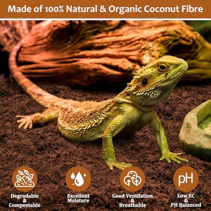 Riare 8 Pack Natural Coconut Fiber Substrate, Coco Coir Reptile Substrate | Coconut Husk Reptile Bedding for Tortoises, Snakes, Geckos, Bearded Dragons & Hermit Crabs, Enclosures & Terrarium Setups - color: 8 pack