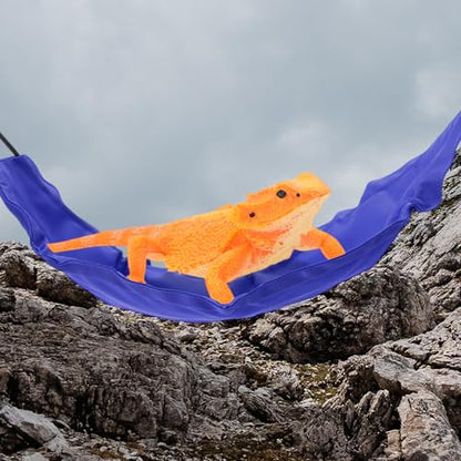 Bearded Dragon Hammock, Lizard Hammock with Suction Cups Hooks, Bearded Dragon Tank Accessories, Reptile Lounger for Geckos, Blue, 1 Set - color: Blue