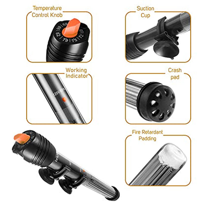 Orlushy Submersible Aquarium Heater,500W Fish Tahk Heater with Adjust Knob Thermostat 2 Suction Cups and Free Thermometer Suitable for Marine Saltwater and Freshwater (500W) - size: 500W