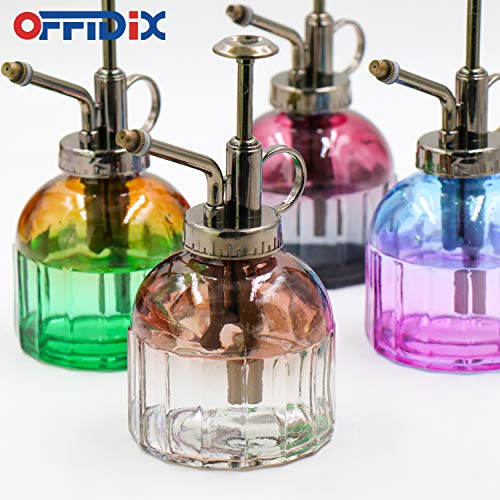 Plant Mister Glass Spray Bottle for Indoor Small Plants | Succulent Flower Spritzer Watering Can Bronze Plastic Top Pump One Hand - color: D-Wine Red Gray Gradient