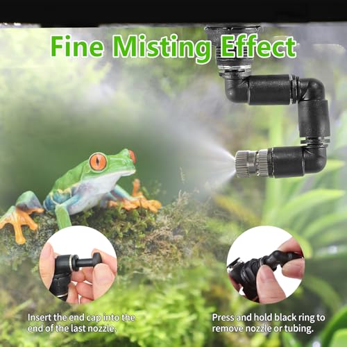 Reptile Misting System - 2-Gallon Large Water Tank, 3 Adjustable 360° Nozzles, Touch-Controlled Light, for Chameleons, Snakes, Lizards and More