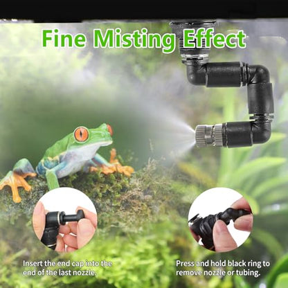 Reptile Misting System - 2-Gallon Large Water Tank, 3 Adjustable 360° Nozzles, Touch-Controlled Light, for Chameleons, Snakes, Lizards and More