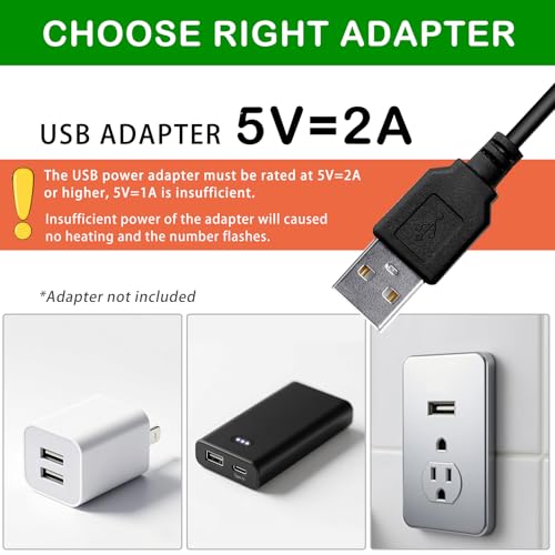 Shatter-Resistant Aquarium Heater, USB 10W Adjustable Mini Fish Tank Heater with External Temperature Controller, Overheating Protection, Used for 0.5-1 Gallon Tank (Alumina Ceramic)