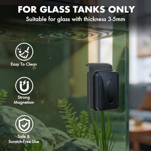 5PCS Small Fish Tank Cleaner Kit: 3-in-1 Algae Scraper with Blade & Sponge Brushes, Curved Aquarium Tweezers & 2" Magnetic Glass Cleaner for Nano Tanks up to 30cm/12 (10 Gallon & Under)