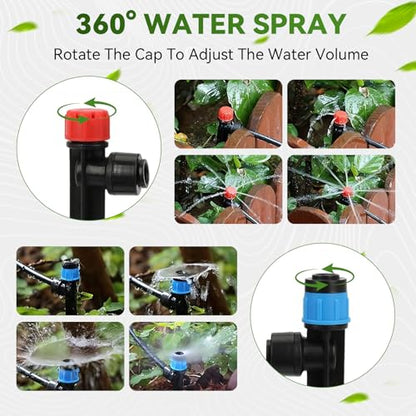 Drip Irrigation System, 106FT Quick Connect Garden Watering | Automatic watering with leak-free push-fit connectors, adjustable drip emitters for gardens, raised beds, greenhouses & lawns - size: 24FT 1/2''Main tube+82FT 1/4'' tube