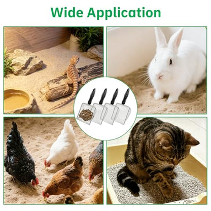 4 Pack Chicken Poop Scooper, 5.5" Metal Mesh Shovel | 2.0mm/2.8mm/3.8mm/5mm Holes, Chicken Coop Rake for Sand Litter, Suitable for Chickens, Cats, Rabbits, Hamsters & Reptiles - size: 5.5" 4 Set