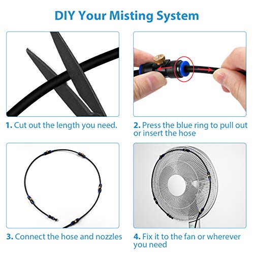 lifeegrn Misters for Outside Patio, Outdoor Misting System for Patio, 60 FT Misting Line+15 Mist Nozzles+3/4" Brass Adapter, Outdoor Mister System for Patio Garden Trampoline Greenhouse - size: 60 FT