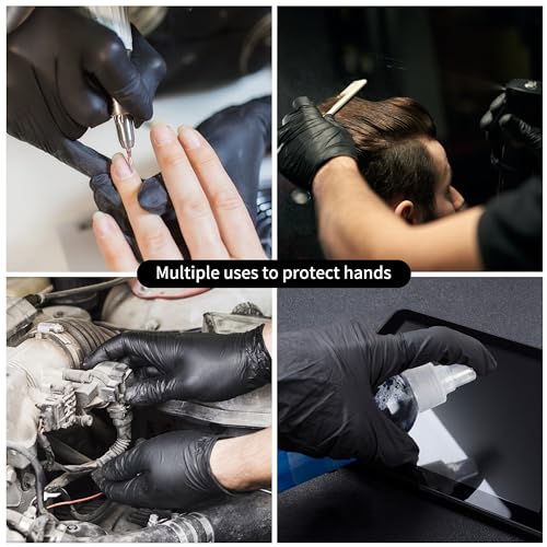PEIPU Vinyl Disposable Gloves,Powder Free,Cleaning Service Gloves, Latex Free - color: Black Box of 100, size: Small