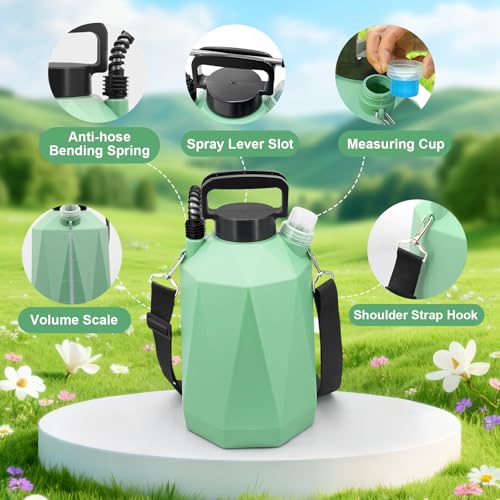 1.35 Gallon Battery Powered Sprayer, Electric Garden Sprayer with 3 Adjustable Pressures, Battery Indicator, Telescopic Wand, 4 Nozzles, Rechargeable Automatic Pump Sprayer for Lawn, Weed, Yard Care - color: Green
