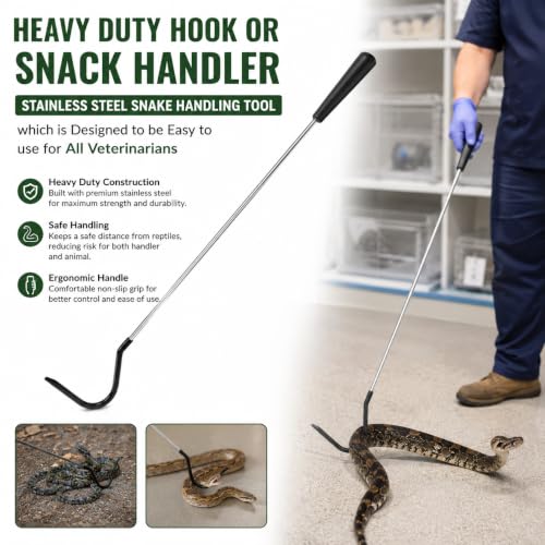 Heavy Duty Hook or Snack Handler Stainless Steel 36" Long Snake Handling Tool. which is Designed to be Easy to use for All Veterinarians. - size: 36 Inch