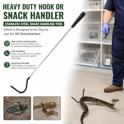Heavy Duty Hook or Snack Handler Stainless Steel 36" Long Snake Handling Tool. which is Designed to be Easy to use for All Veterinarians. - size: 36 Inch