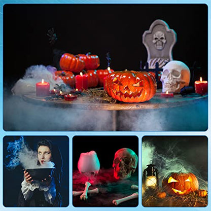 2 Pcs Mist Maker Fogger Small Ultrasonic Fog Machine Fountain Halloween Cauldron Mister Fogger Water Garden Pond Foggers Air Humidifier with 12 LED Light Flashes for Party (Light, Plastic)