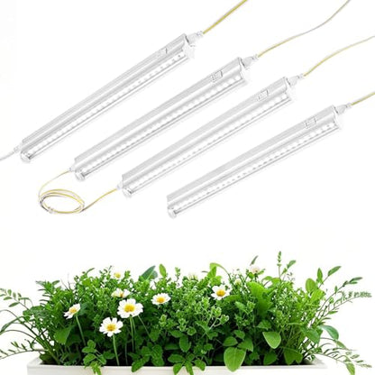 T5 1FT 0.3M 6W×4 White Light 5000K Grow Light Tubes,Full Spectrum LED Grow Lights,6W Energy Efficient,Plug & Play,for Hydroponics/Soil Seedlings Vegetables Herbs Flower (4 Packs) - color: White Light