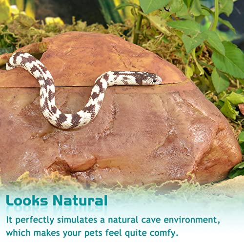 Antidious Snake Hide Cave for Gecko Shedding, Rock Look Hideout, Reptiles Egg-Laying Shelters, Suitable for Snakes Such as Corn Snake or Gecko, M Size - size: Medium