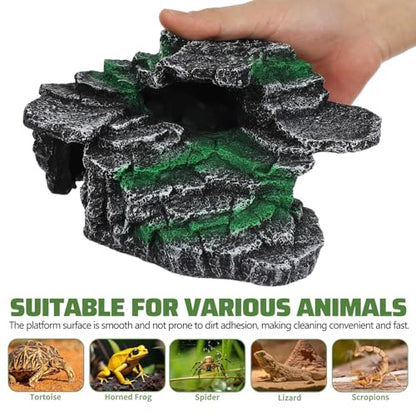 Kisangel Turtle Basking Platform for Aquatic Turtles Resin Reptile Basking Rock Turtle Tank Decor Resting Rock for Reptile Habitat Aquarium Accessories
