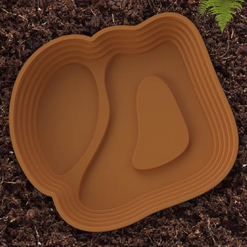 Natural Simulation Habitat Reptiles Soaking Pool with Step Design for Amphibians Turtles Feeding Bathing Dish Bowl Multiple Pet Drinking Bowl - color: Green brown