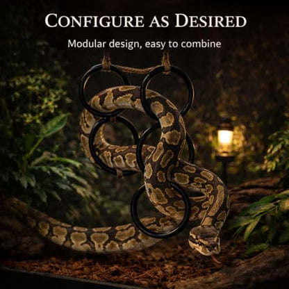 2PCS Snake Climbing Rings for Ball Python - Enrichment Toys for Corn Snake | Reptiletank Cage Decor Habitat Accessories | Terrarium, Bearded Dragon, Chameleon, Iguana, Gecko, Lizard, Parrot
